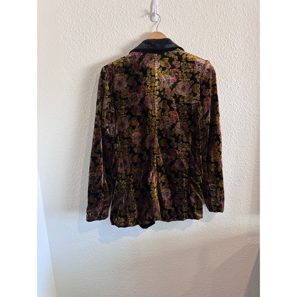 Free People We The Free Floral Velvet Blazer Black Gold Womens XS - Picture 4 of 9